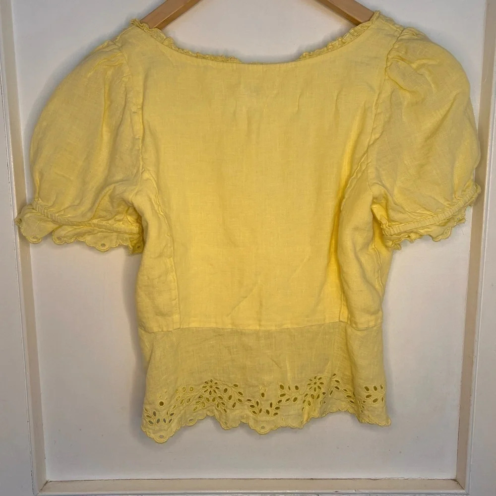 Aritzia Lemon Meringue Yellow Wilfred Arwen Linen Top - Picture 2 of 9